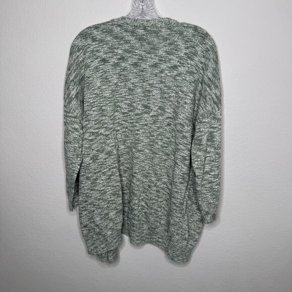 ModCloth Women’s 1X Green Marled Open Front Knit Cardigan Sweater Pockets - Picture 2 of 9